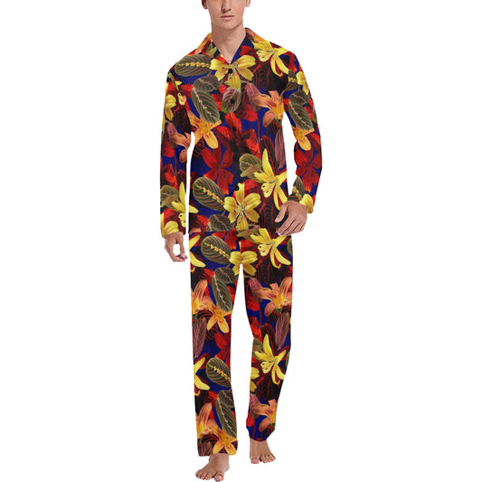 Lily Pattern Print Design LY014 Men's Long Pajama Set