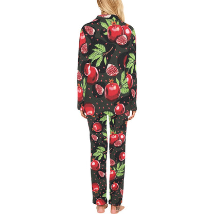 Pomegranate Pattern Print Design PG06 Women's Long Pajama Set