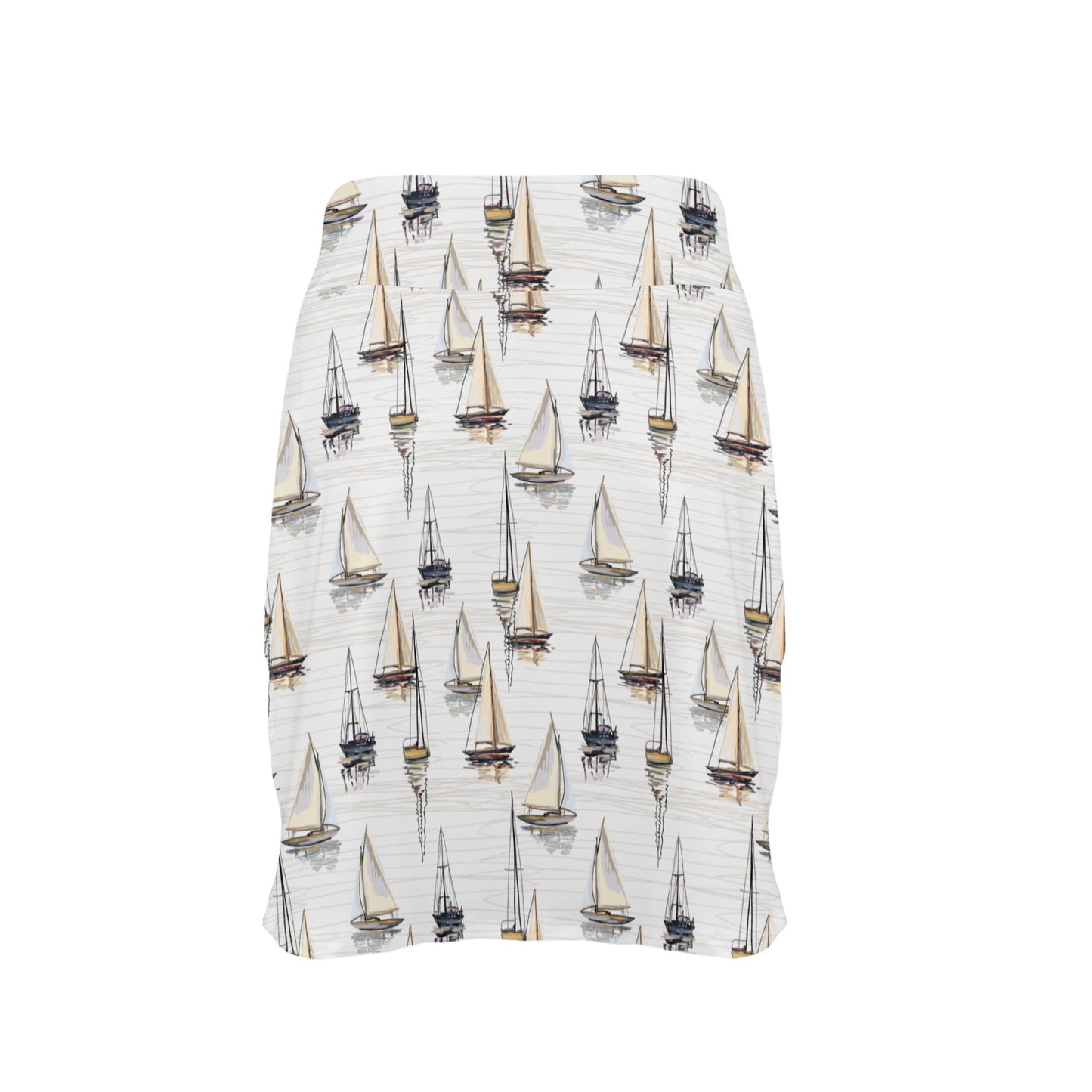 Sailboat Paint Pattern Print Design LKS307 17" Golf & Pickleball Skort with Pockets