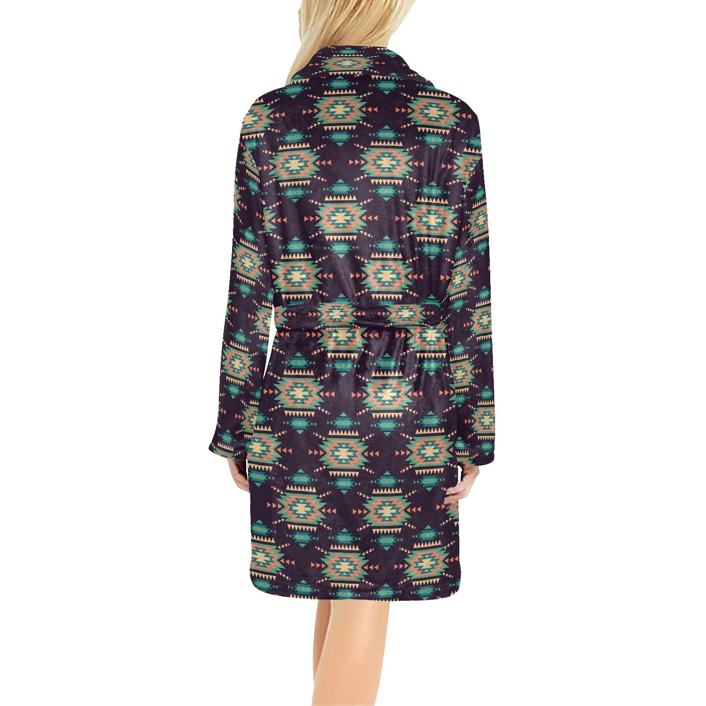 Navajo Geometric Style Print Pattern Women's Fleece Robe