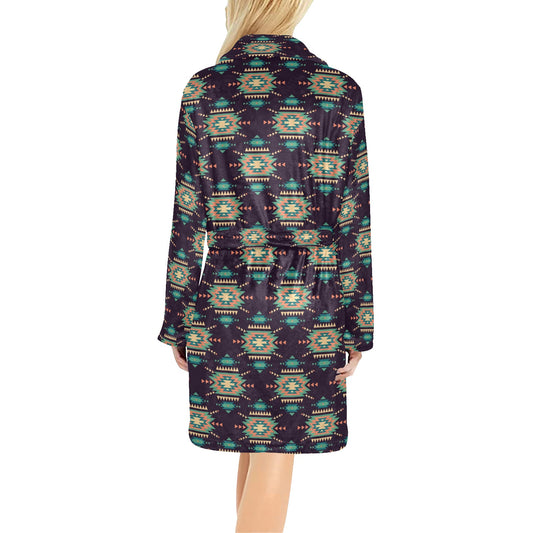 Navajo Geometric Style Print Pattern Women's Fleece Robe