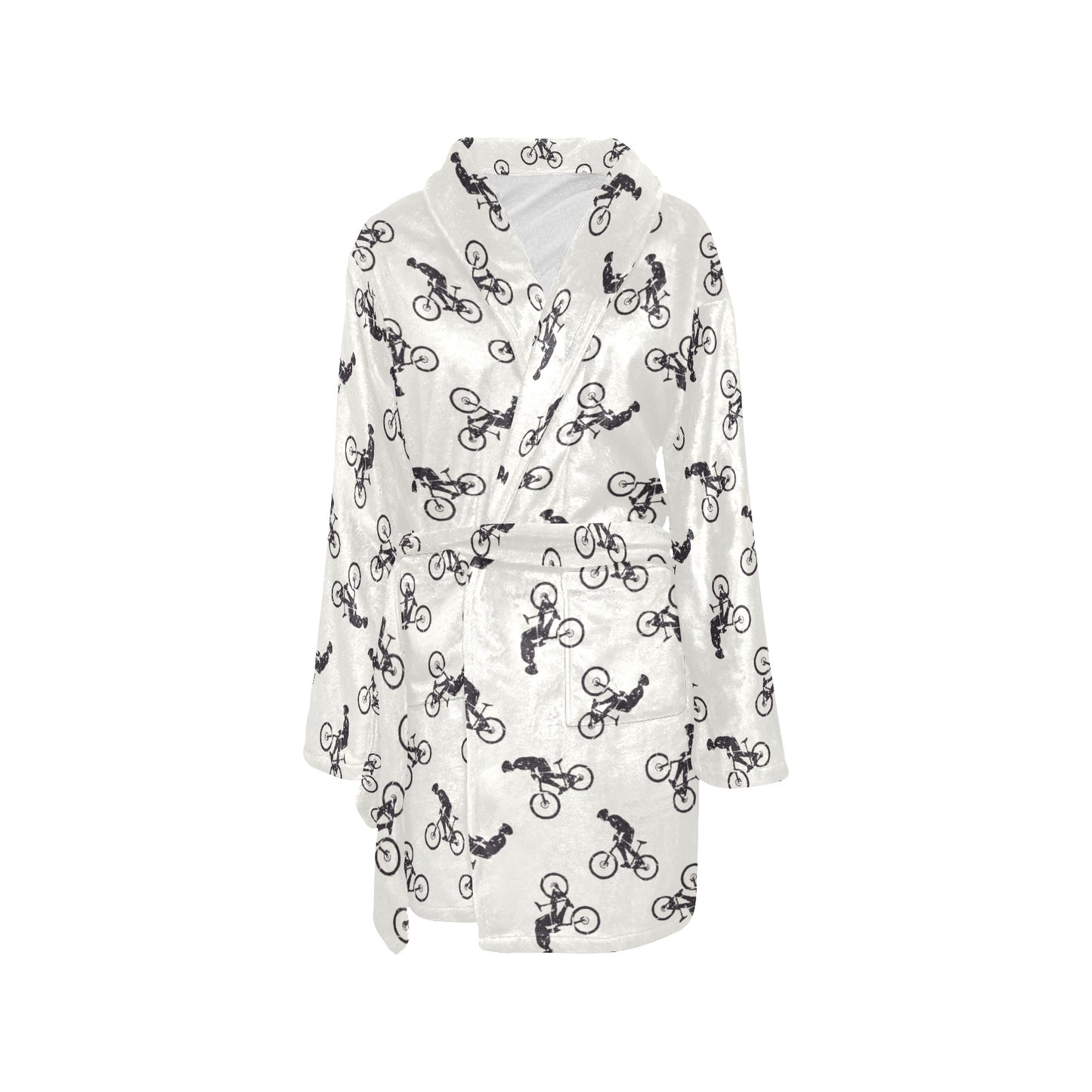 Mountain bike Pattern Print Design 01 Women's Fleece Robe