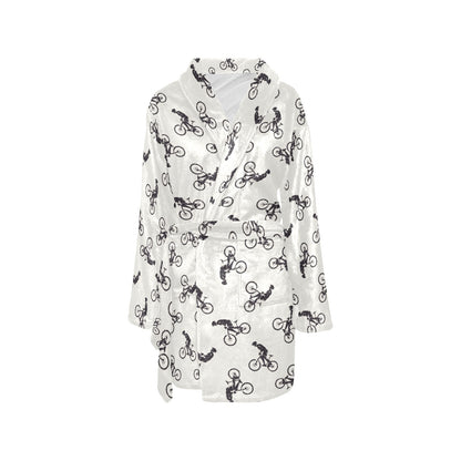 Mountain bike Pattern Print Design 01 Women's Fleece Robe