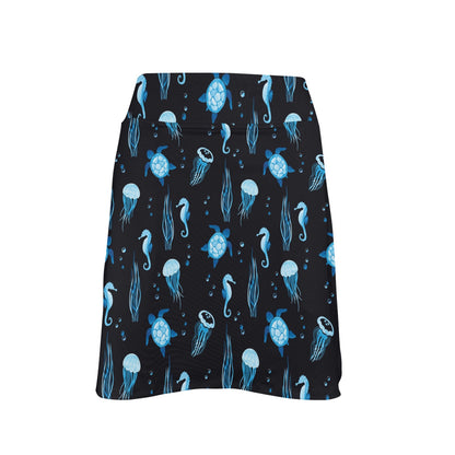 Sea Turtle Jelly Fish Sea Horse Print Design LKS3014 17" Golf & Pickleball Skort with Pockets