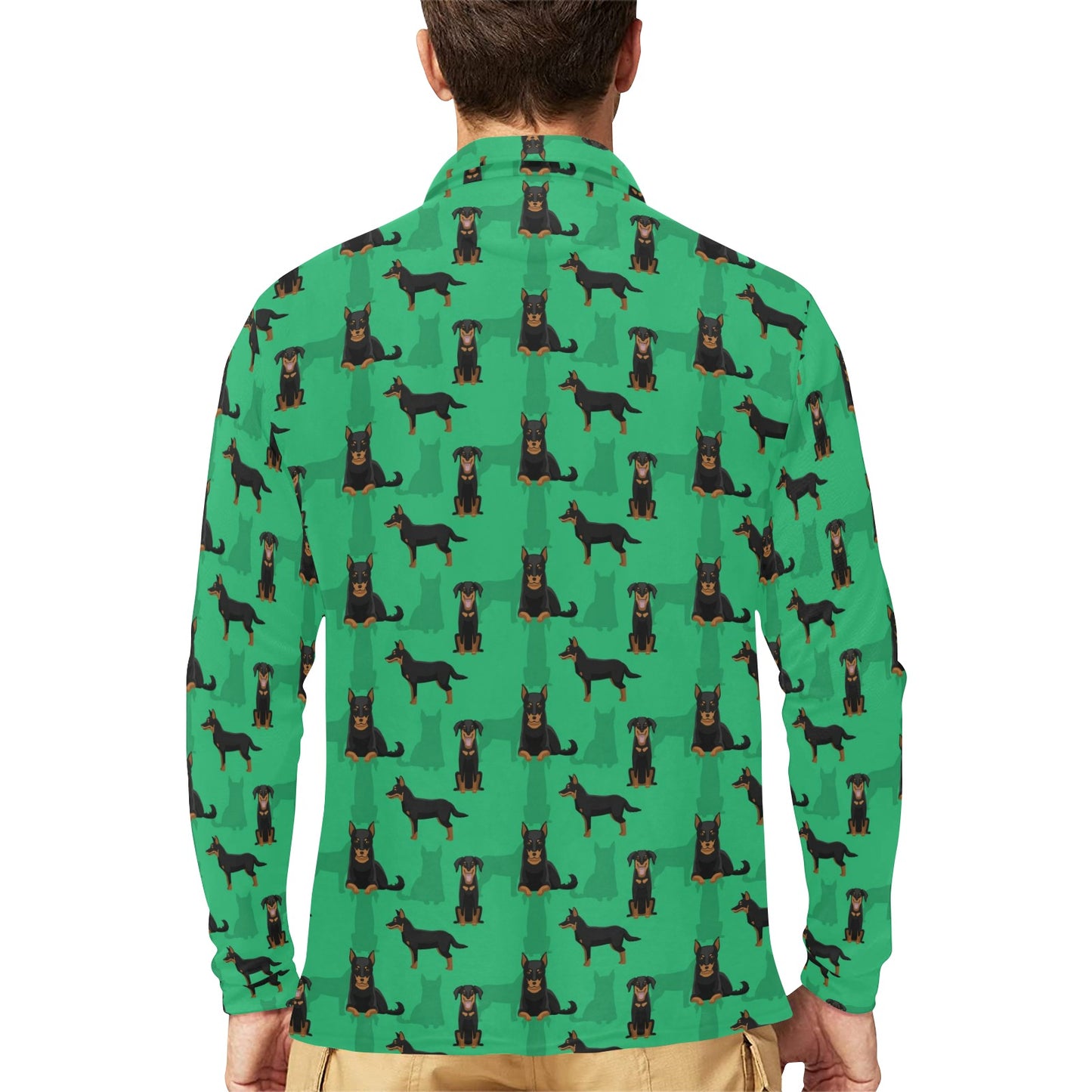 Beauceron Pattern Print Design 01 Long Sleeve Polo Shirt For Men's