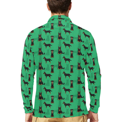 Beauceron Pattern Print Design 01 Long Sleeve Polo Shirt For Men's