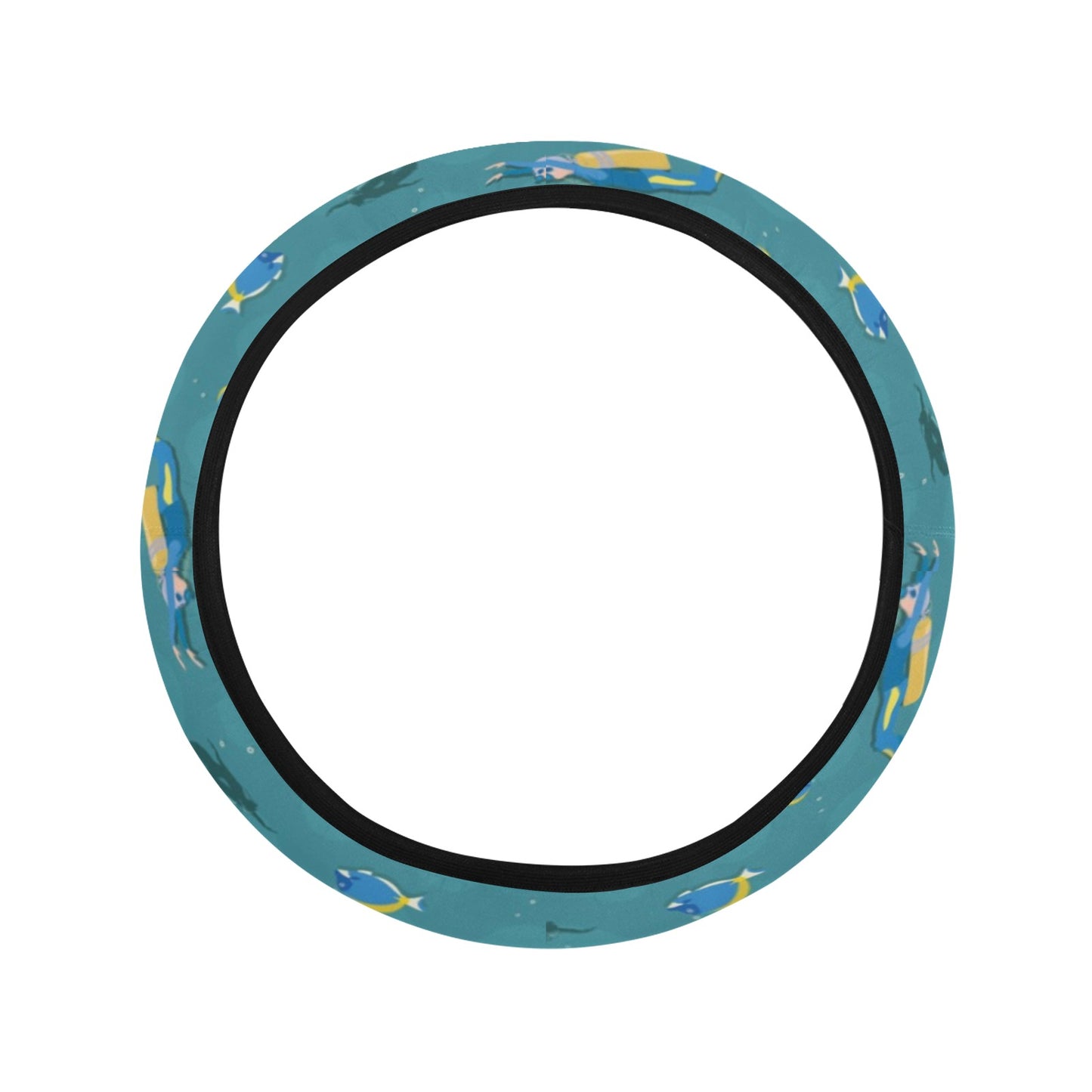 Scuba Driving Pattern Print Design LKS306 Steering Wheel Cover with Elastic Edge