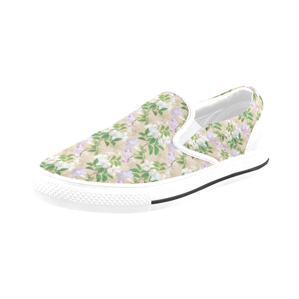 Sampaguita Print Design LKS302 White Slip Ons Canvas Women's Shoes