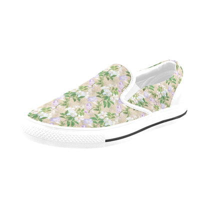 Sampaguita Print Design LKS302 White Slip Ons Canvas Women's Shoes