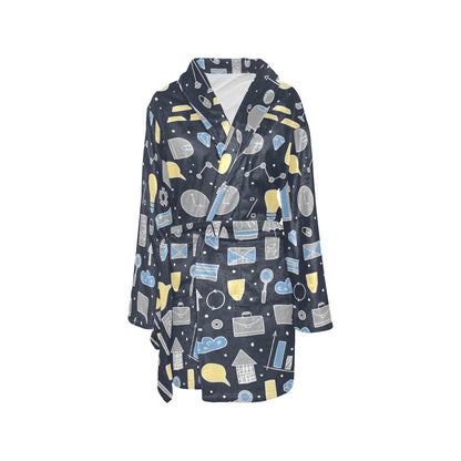 Accounting Financial Pattern Print Design 04 Women's Fleece Robe