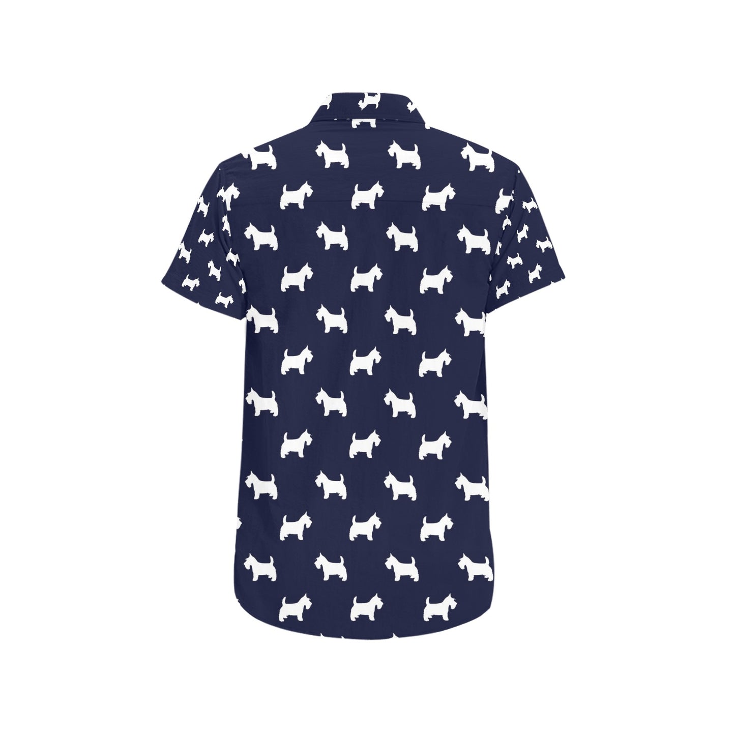 Scottish Terriers Print Design LKS3019 Men Short Sleeve Button Up Shirt