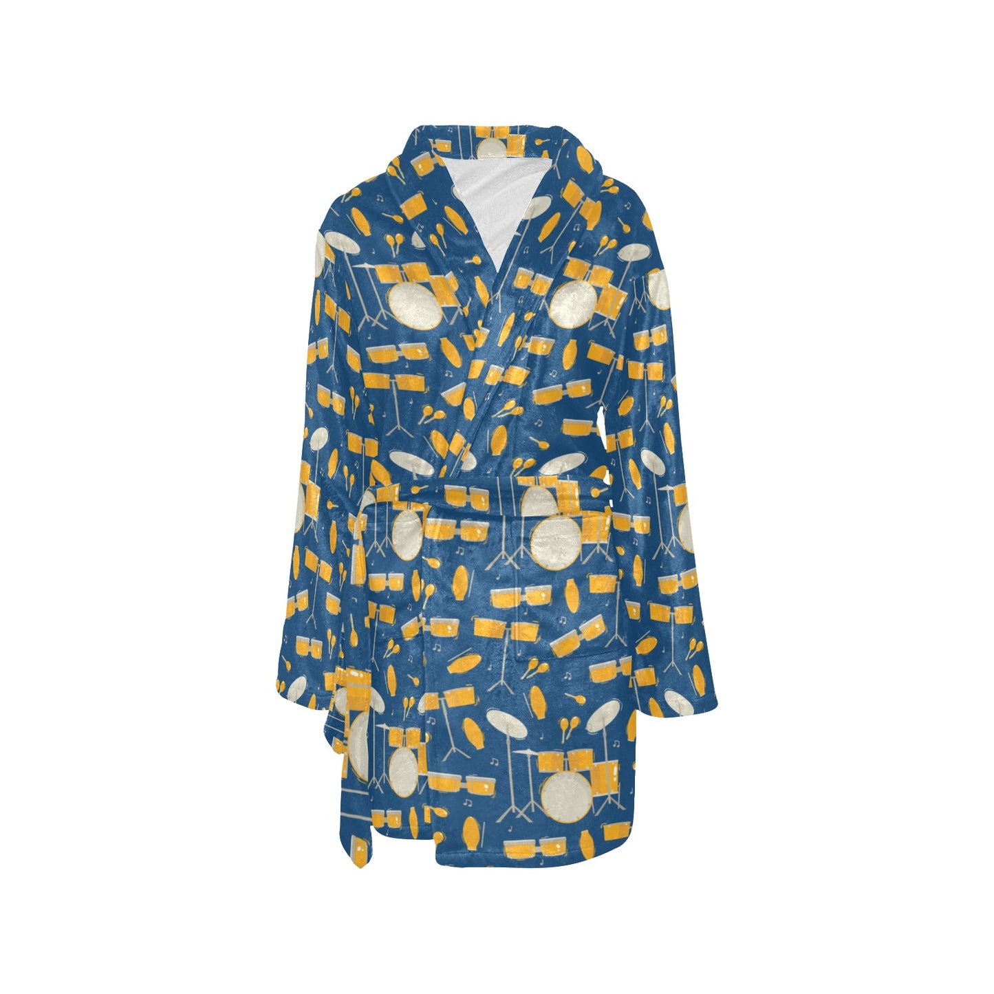 Drum Set Pattern Print Design 03 Women's Fleece Robe