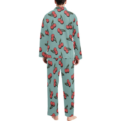 Cherry Pattern Print Design CH03 Men's Long Pajama Set