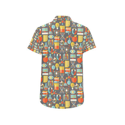 Science Print Design LKS302 Men Short Sleeve Button Up Shirt