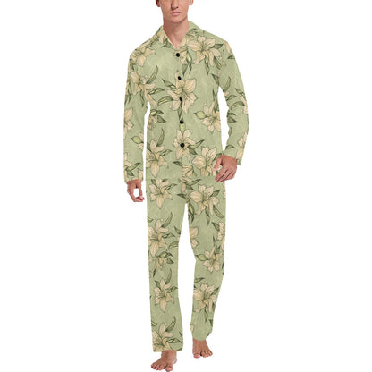 Lily Pattern Print Design LY06 Men's Long Pajama Set