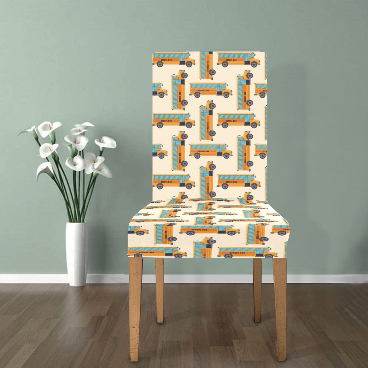 School Bus Print Design LKS305 Dining Chair Slipcover