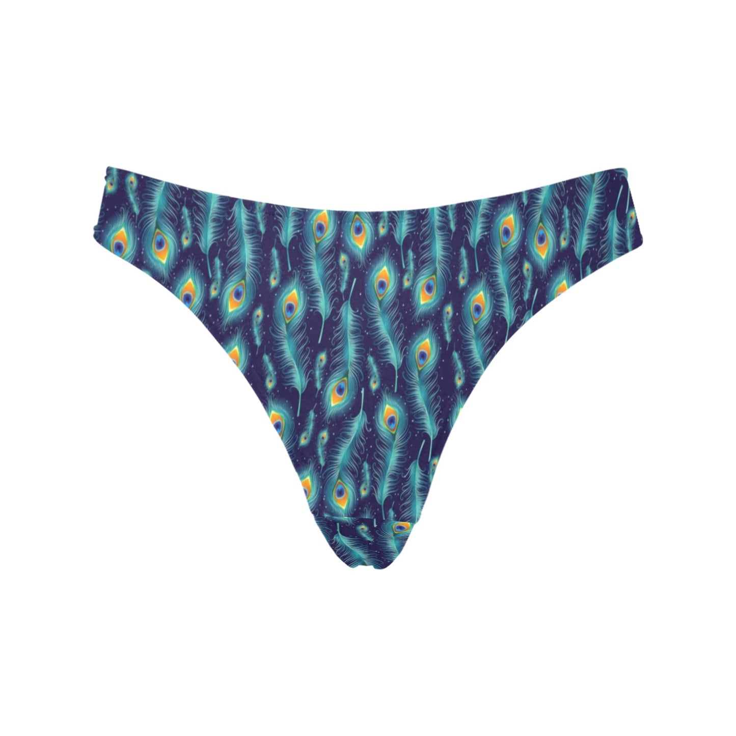 Peacock Feather Blue Design Print Women's Thongs