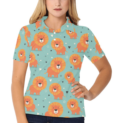Lion Baby Pattern Print Design 03 Women's Polo Shirt
