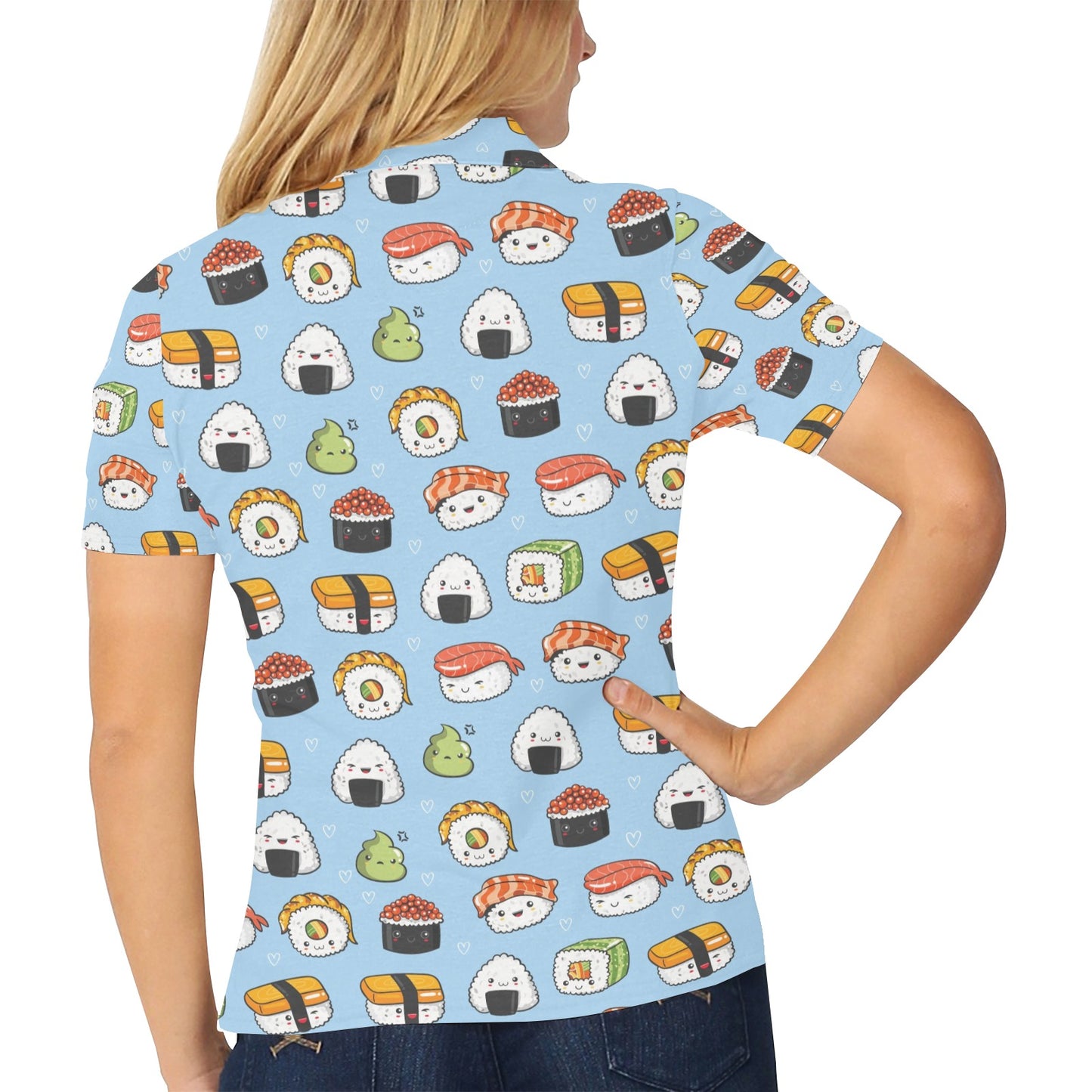 Sushi Print Design LKS303 Women's Polo Shirt