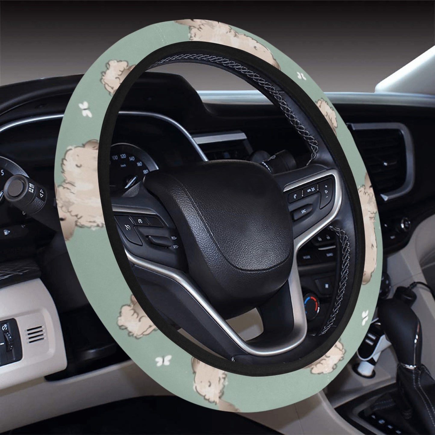 Sheep Print Design LKS405 Steering Wheel Cover with Elastic Edge