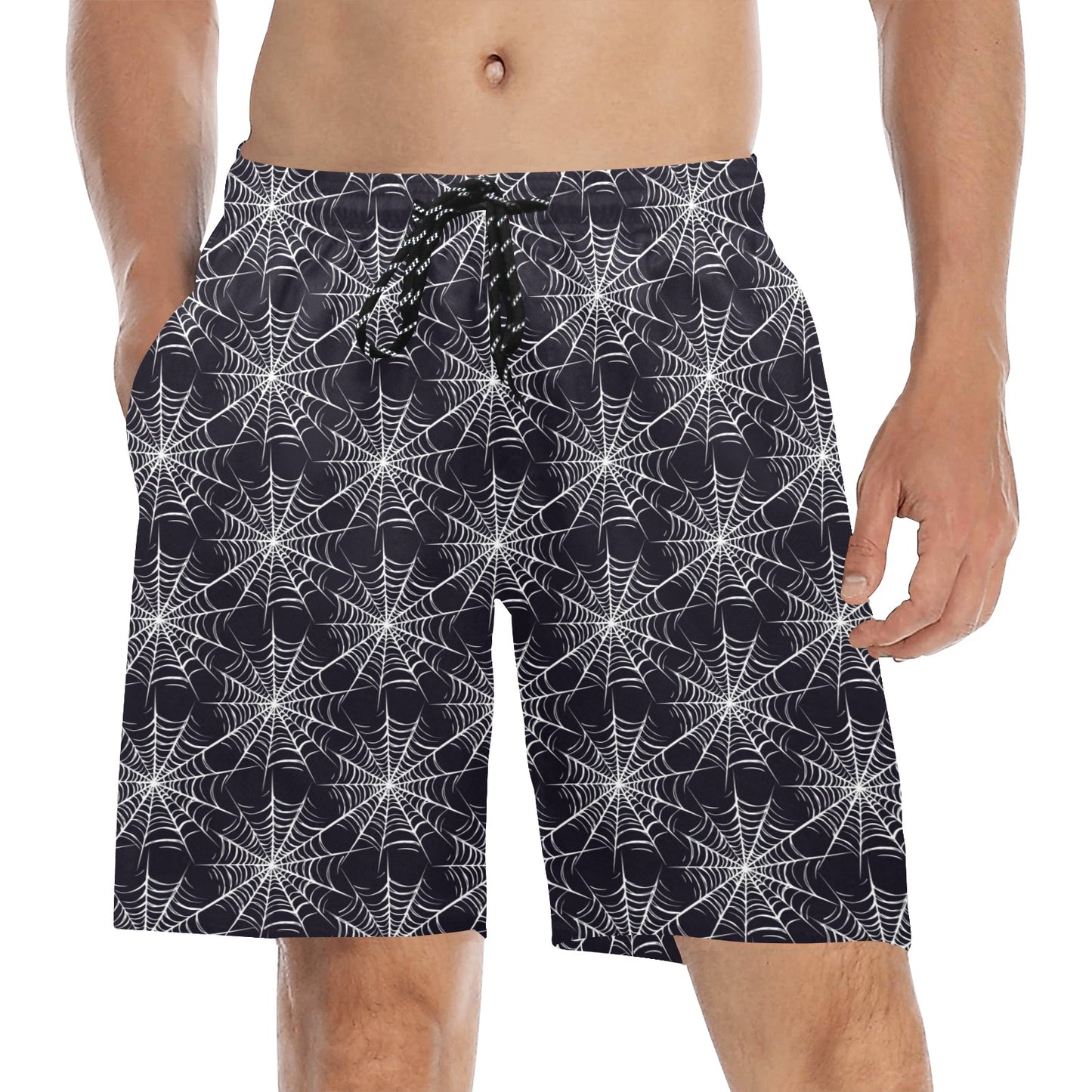 Spider Web Print Design LKS303 Men's Swim Trunks Beach Shorts