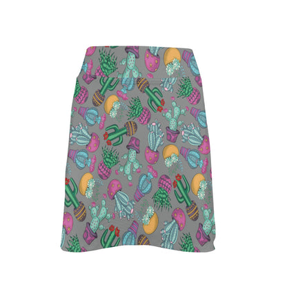 Cactus Colorful Print Pattern 17" Golf & Pickleball Skort with Pockets