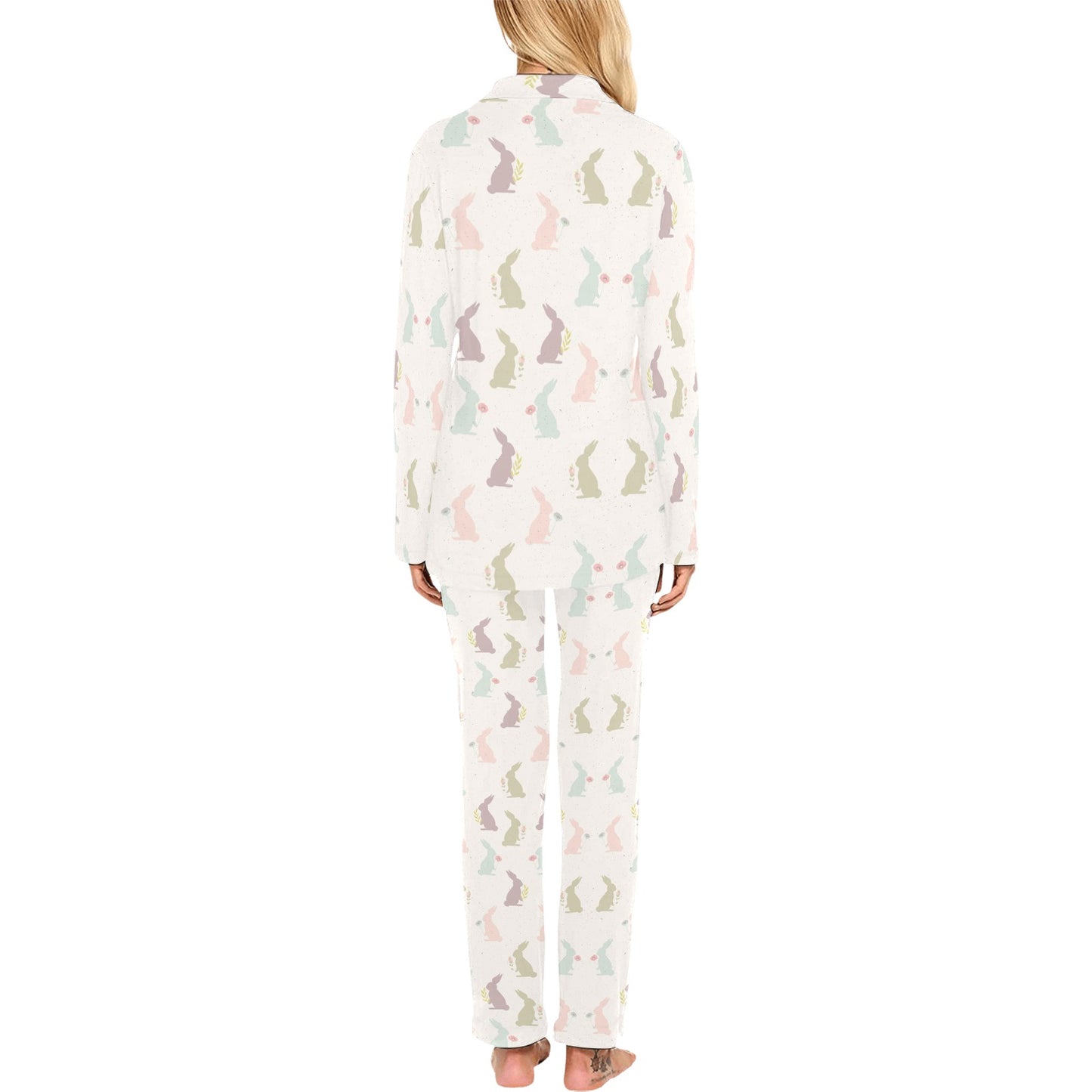 Bunny Pattern Print Design 05 Women's Long Pajama Set