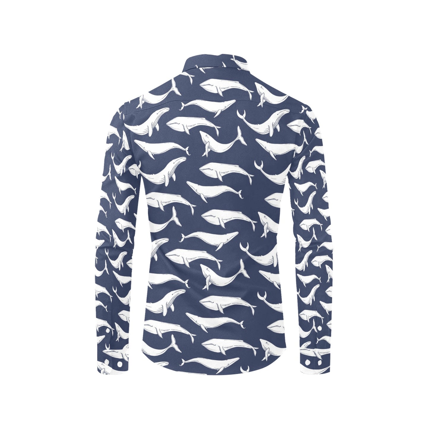 Whale Print Design LKS308 Men's Long Sleeve Dress Shirt