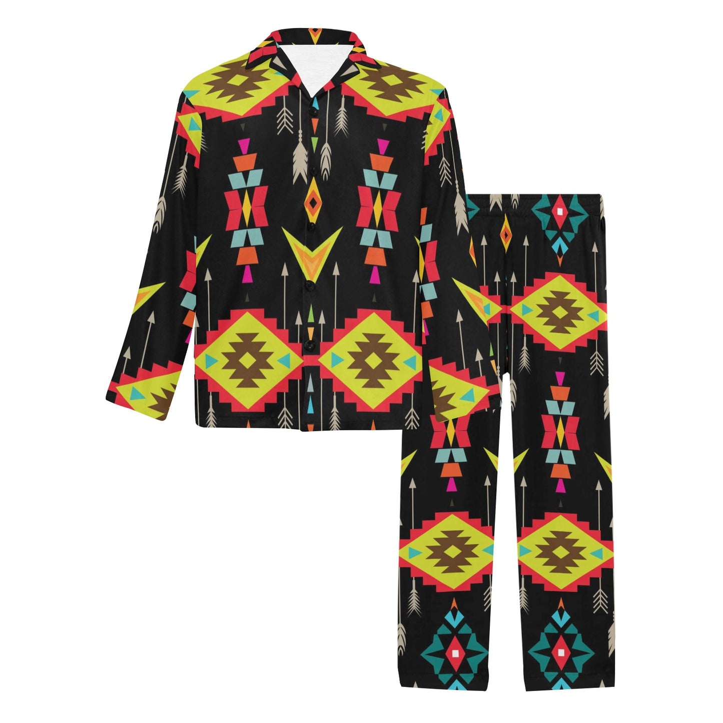 Native Pattern Print Design A05 Men's Long Pajama Set