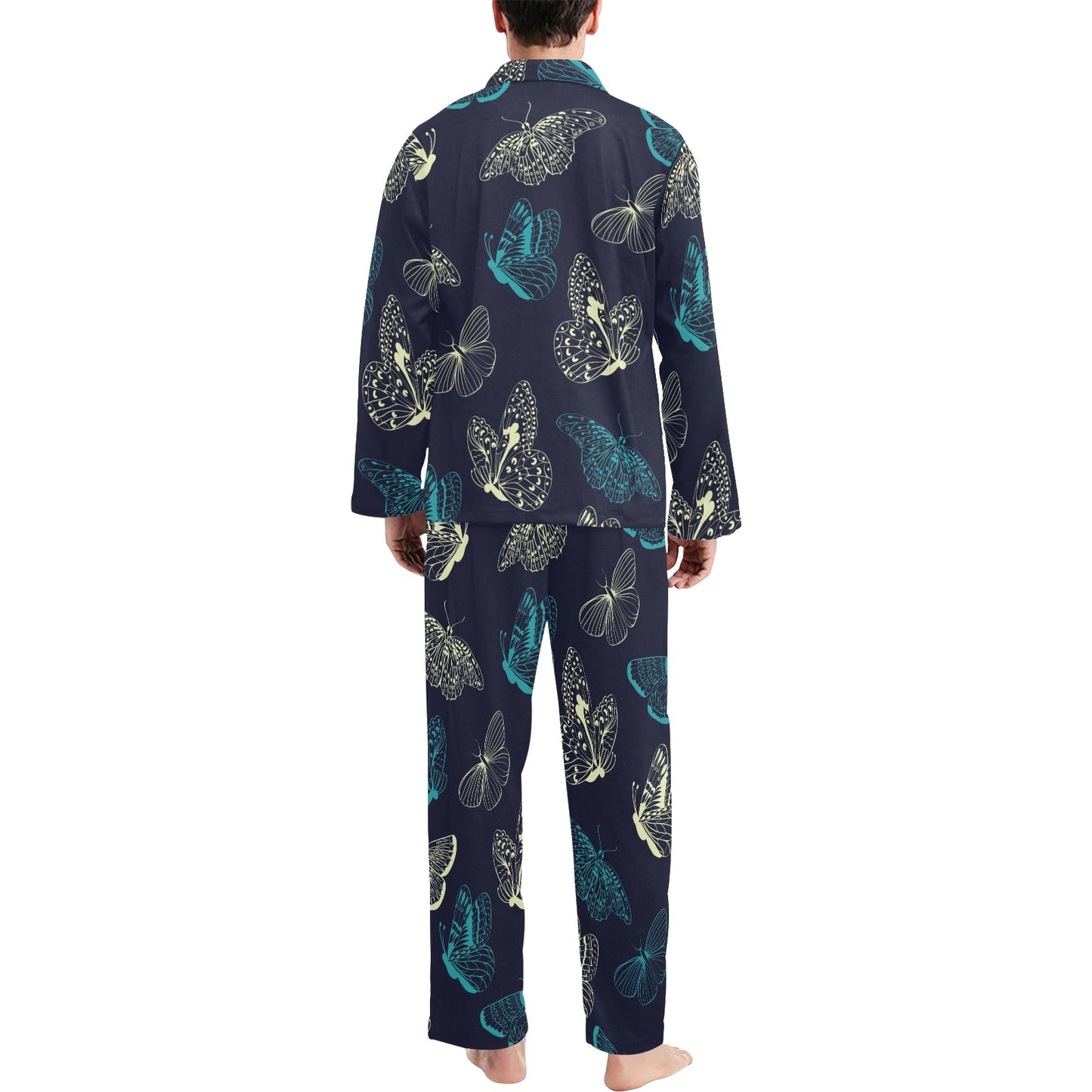 Monarch Butterfly Pattern Print Design 01 Men's Long Pajama Set