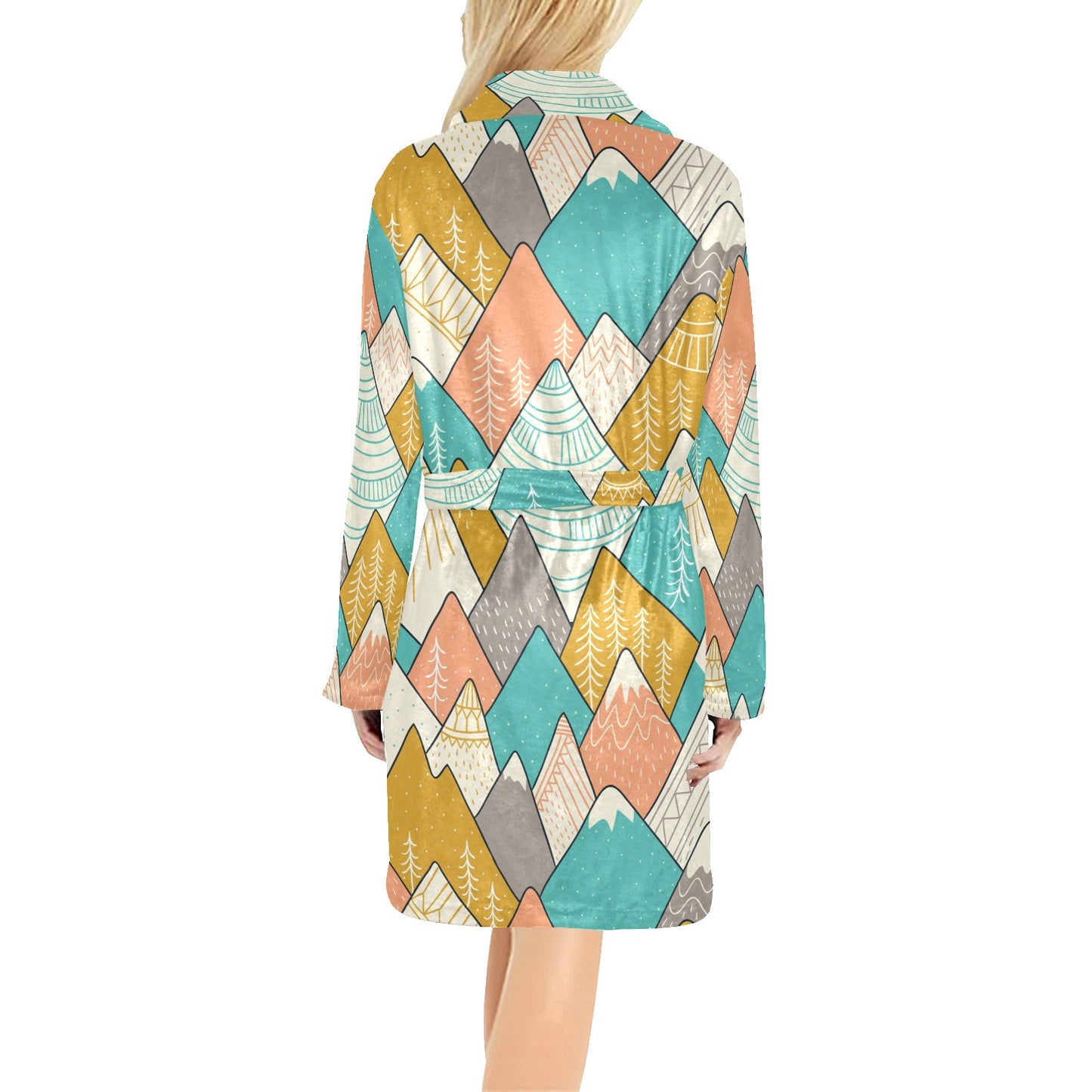 Mountain Pattern Print Design 02 Women's Fleece Robe