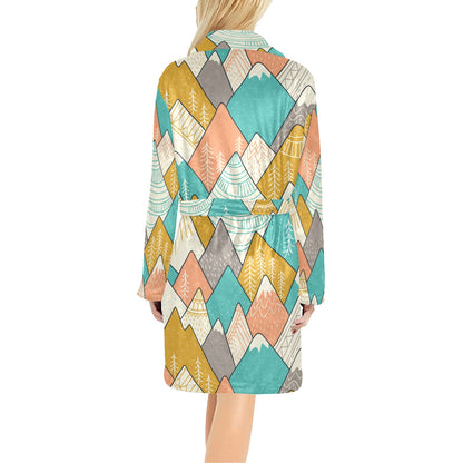 Mountain Pattern Print Design 02 Women's Fleece Robe