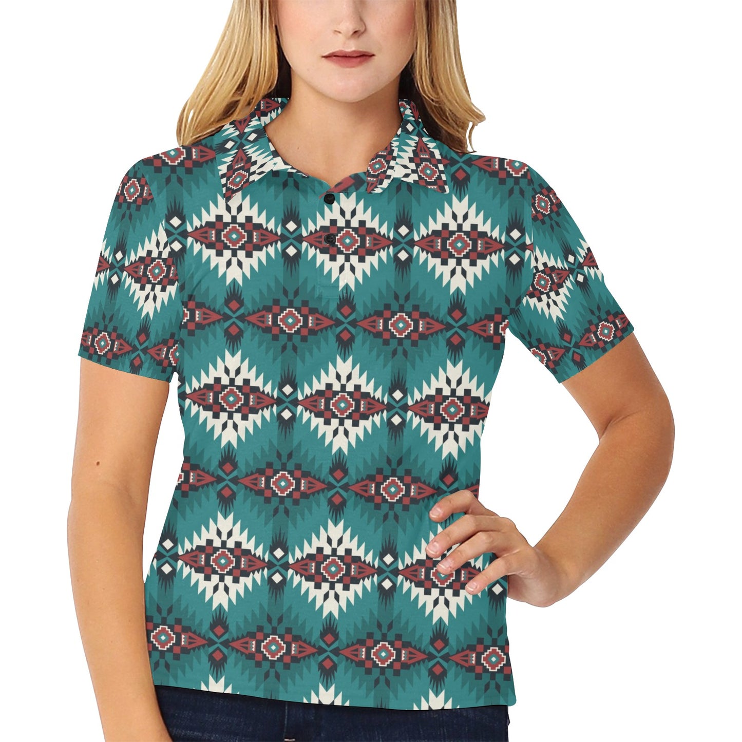 Southwest Pattern Print Design LKS308 Women's Polo Shirt