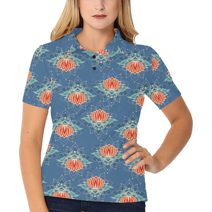 lotus Boho Pattern Print Design LO07 Women's Polo Shirt