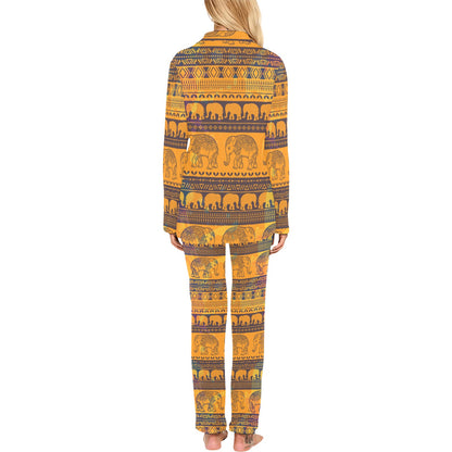 Elephant Aztec Women's Long Pajama Set