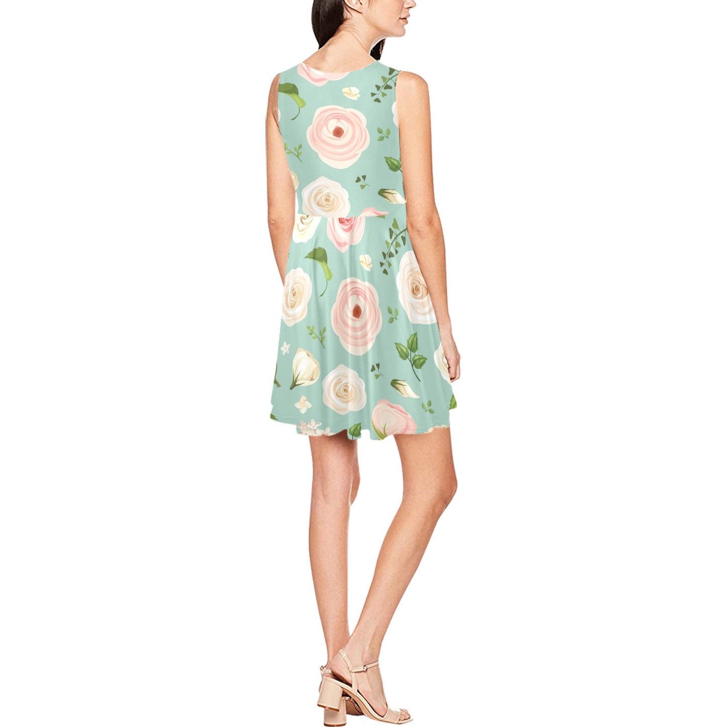 Lisianthus Pattern Print Design 01 Sleeveless Dress