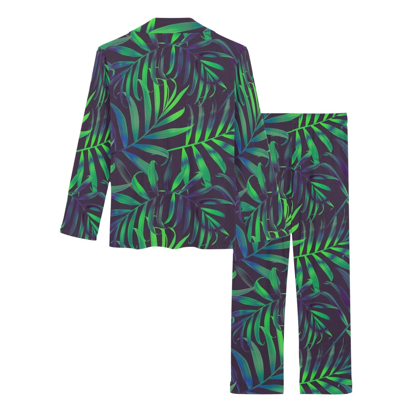 Palm Leaves Pattern Print Design PL01 Women's Long Pajama Set