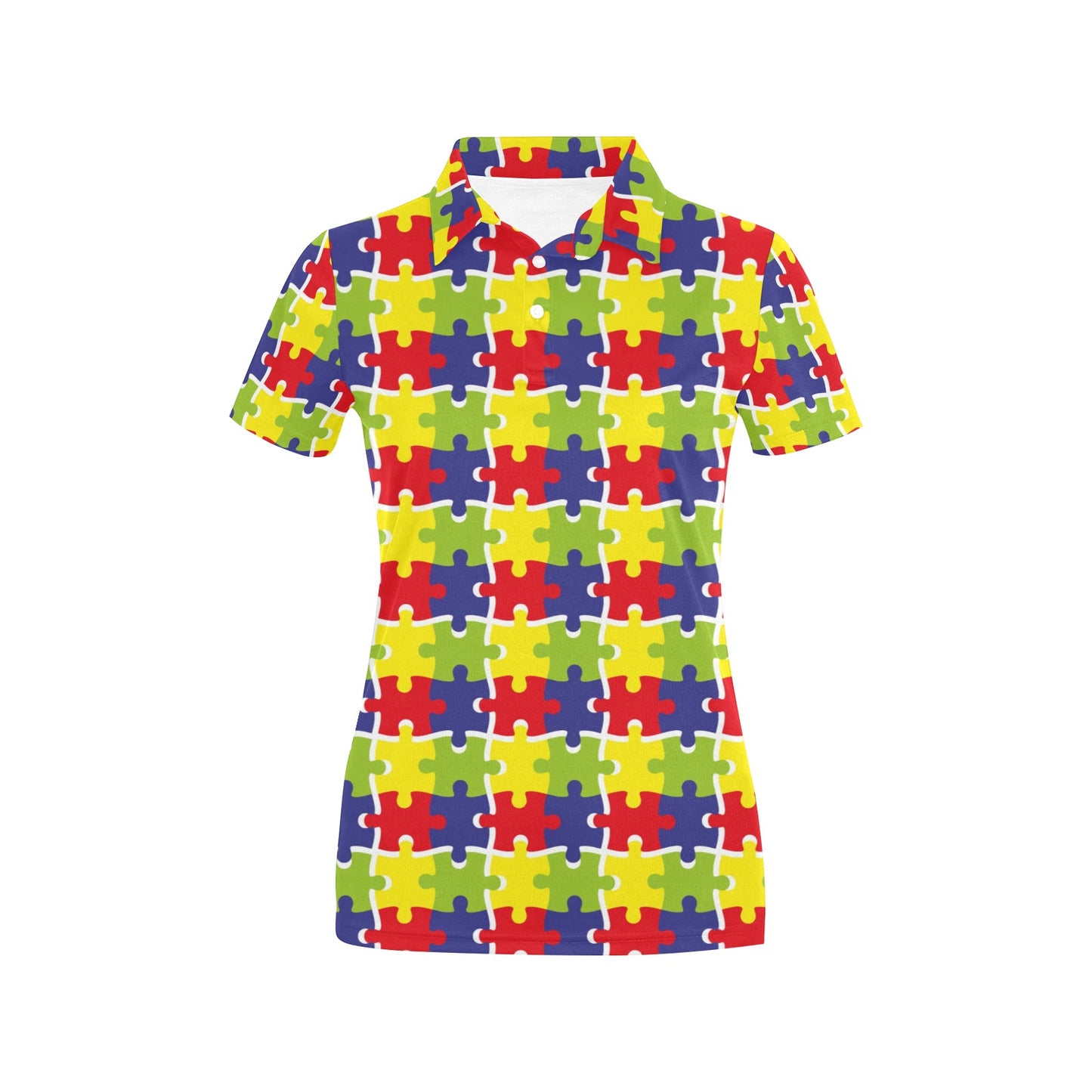 Autism Awareness Pattern Print Design 03 Women's Polo Shirt
