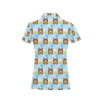 Collies Pattern Print Design 02 Women's Polo Shirt
