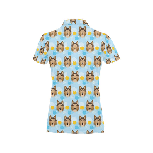 Collies Pattern Print Design 02 Women's Polo Shirt