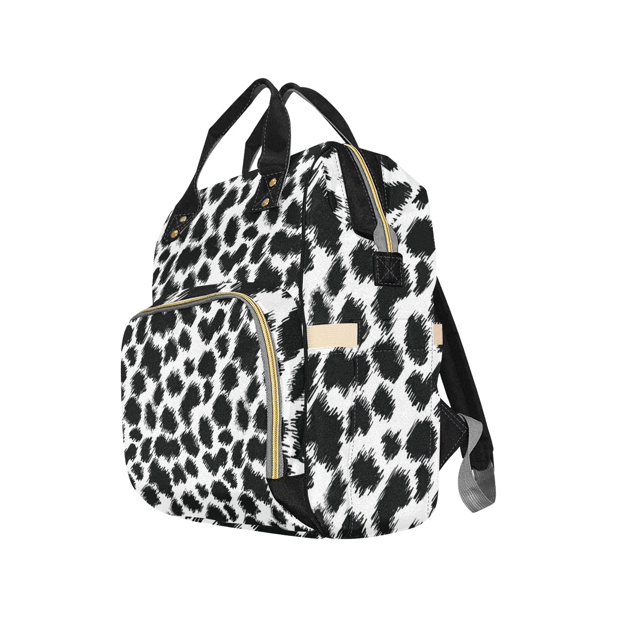 Cheetah Black Print Pattern Diaper Bag Backpack