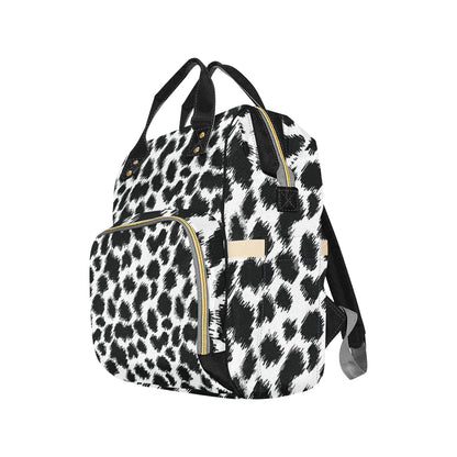 Cheetah Black Print Pattern Diaper Bag Backpack