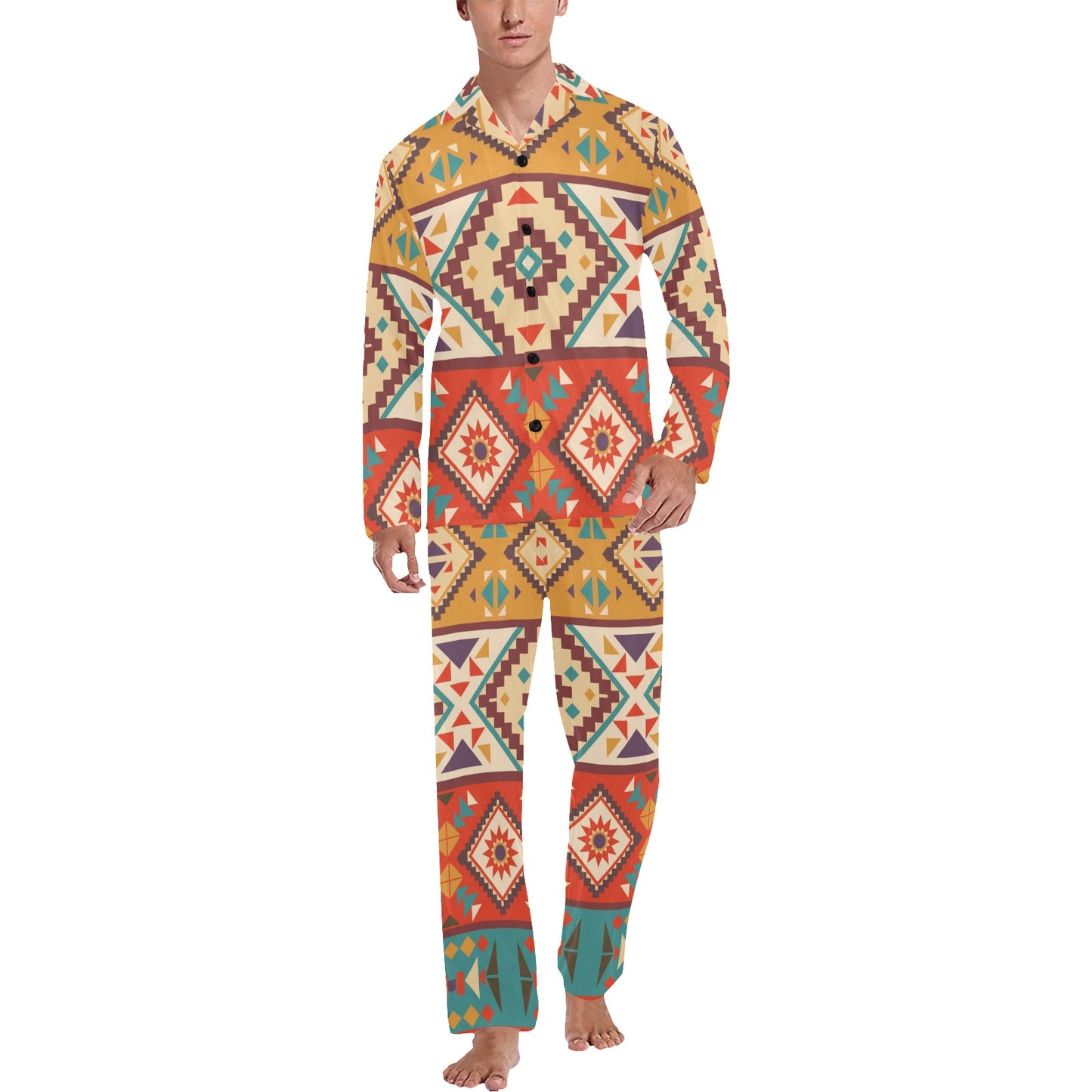 Navajo Pattern Print Design A01 Men's Long Pajama Set