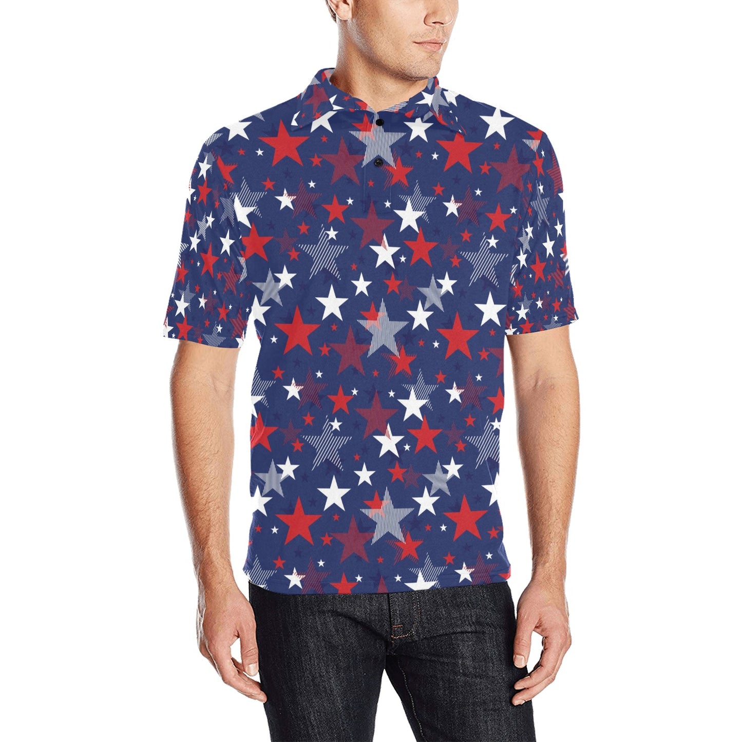 Star Print Design LKS304 Men Polo Shirt