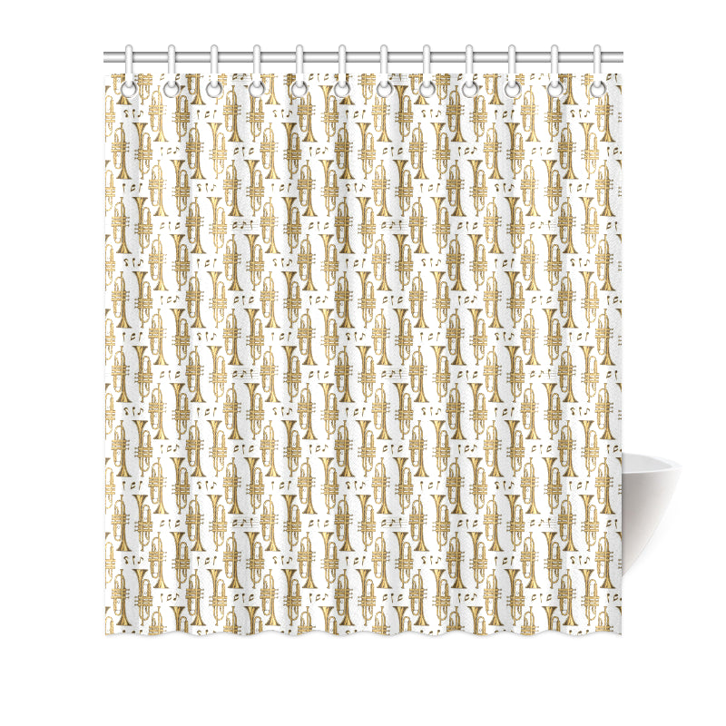 Trumpet with Music Note Print Shower Curtain