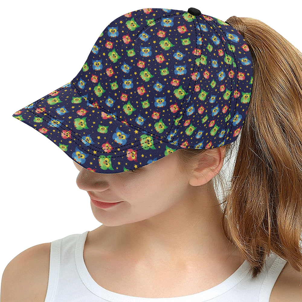 Owl with Star Themed Design Print Snapback Cap