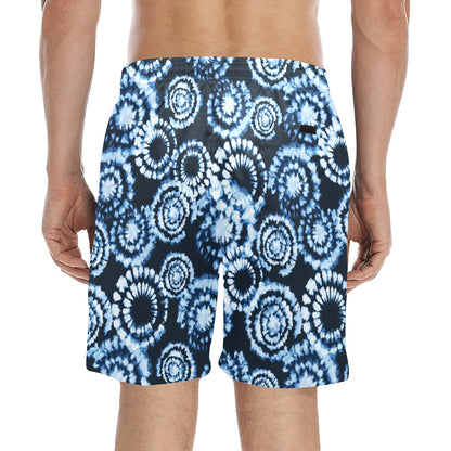 Tie Dye Dark Blue Print Design LKS306 Men's Swim Trunks Beach Shorts