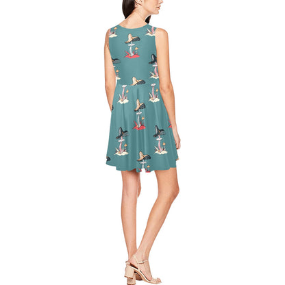 Mushroom Pattern Print Design A04 Sleeveless Dress