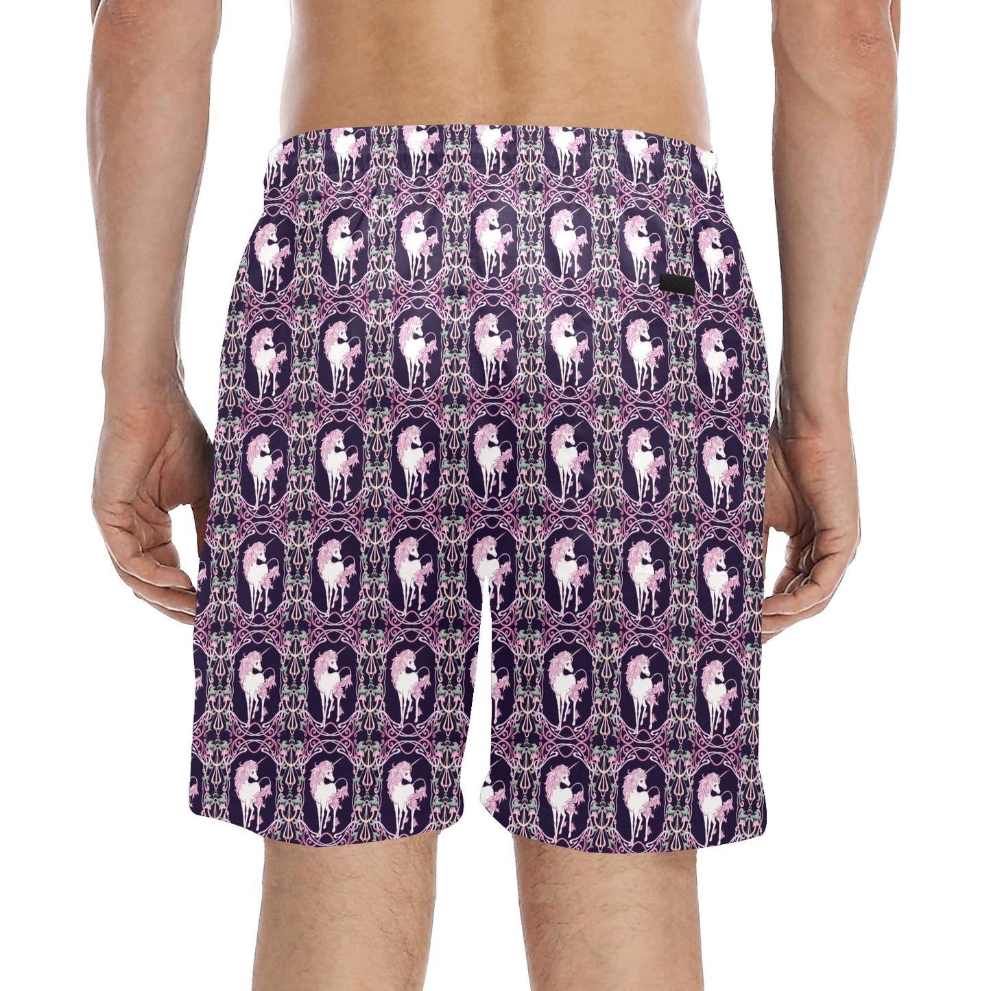 Unicorn Fantastic Flower Men's Swim Trunks Beach Shorts