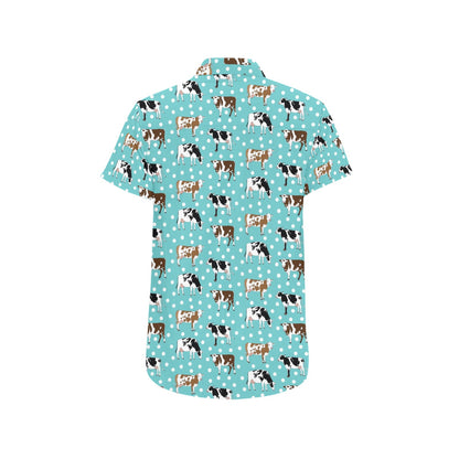 Cattle Print Design LKS405 Men Short Sleeve Button Up Shirt